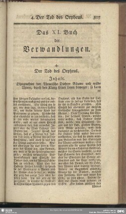 Das XI. Buch der Verwandlungen