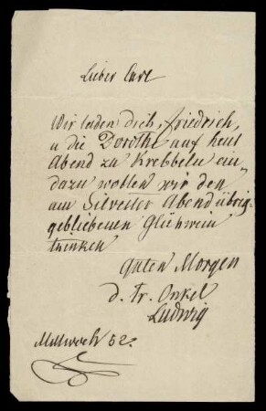 Brief von Ludwig Emil Grimm an Karl Hassenpflug