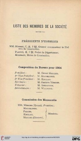 Liste des membres de la Société