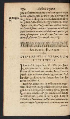 Ausonii Popmae De Differentiis Verborum Liber Tertius