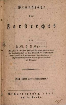 Grundsätze des Forstrechts