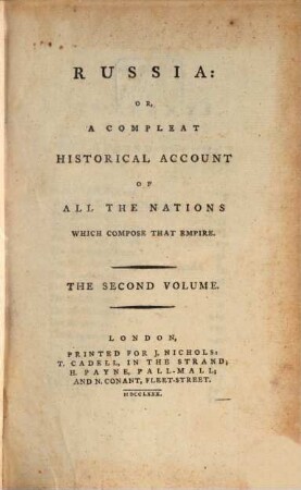 Russia : or, A compleat historical account of all the nations which compose that empire, 2 (1780)