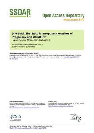 She Said, She Said: Interruptive Narratives of Pregnancy and Childbirth