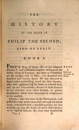 The History of the Reign of Philip II. King of Spain. 1