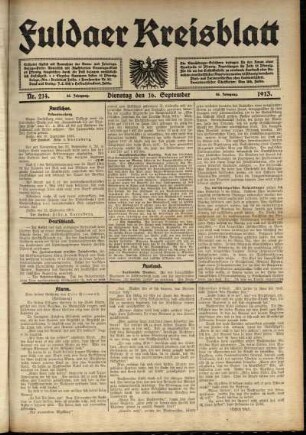 Ausgabe vom Dienstag, den 16. September 1913.