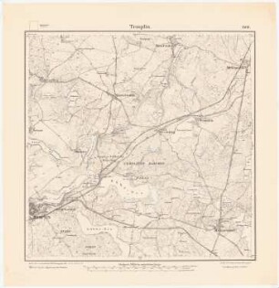 Bebauungsplan der Stadterweiterung, Templin: Planungsunterlage Übersichtsplan aus Messtischkarte 1884 (1911), Teilblatt 1400 (Templin), 1:25000 (Maßstabsleisten)