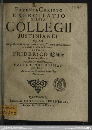 5: Exercitatio ... collegii Justinianei