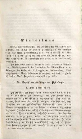 Geschichte der Philosophie vom allgemeinen wissenschaftlichen und geschichtlichen Standpunkt, 1. Enthaltend die erste Periode und der zweiten Periode erste Abtheilung