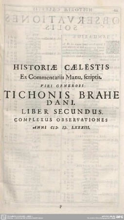 HISTORIAE CAELESTIS ... LIBER SECUNDUS ...