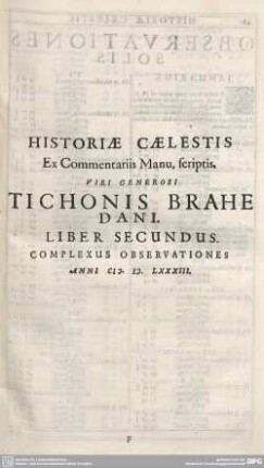 HISTORIAE CAELESTIS ... LIBER SECUNDUS ...