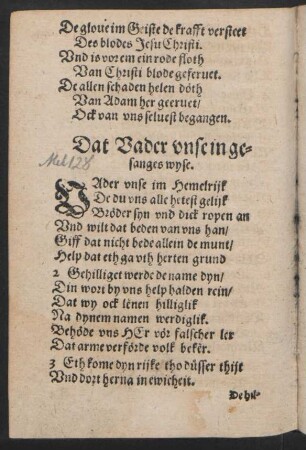 Dat Vader unse in gesanges wyse.