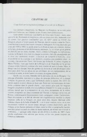 Chapitre III Coup d'oeil sur la législation politique et sociale de la Hongrie.