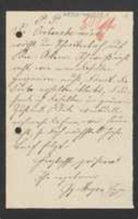 Brief von Georg Mayer an Unbekannt