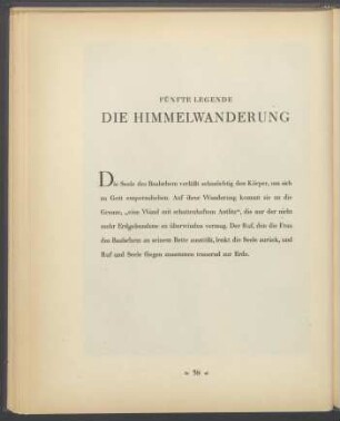 Fünfte Legende: Die Himmelwanderung / Fifth Legend: The celestial progress