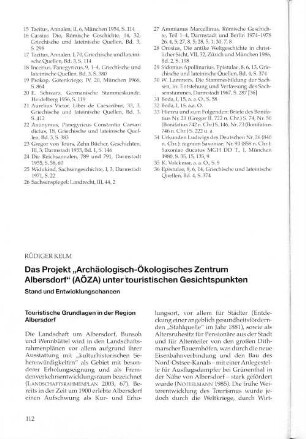 Das Projekt „Archäologisch-Ökologisches Zentrum Albersdorf” (AÖZA) unter touristischen Gesichtspunkten : Stand und Entwicklungschancen