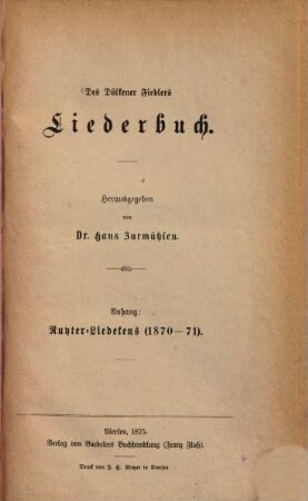 Des Dülkener Fiedlers Liederbuch