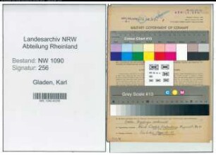 Entnazifizierung Karl Gladen , geb. 29.07.1911 (Kellner)