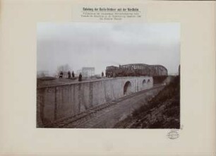Gabelung der Berlin-Stettiner und der Nordbahn: Futtermauer des zweigleisigen Nordbahndamms und Viadukt über das Stettiner Planum