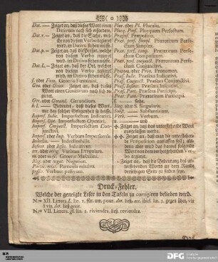 Druck-Fehler. Welche der geneigte Leser in den Tafeln zu corrigiren belieben wird.