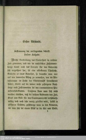 Bestimmung der vorliegenden Schrift. Unsere Aufgabe