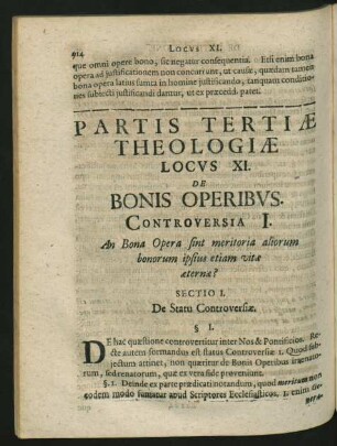 Locus XI. De Bonis Operibus