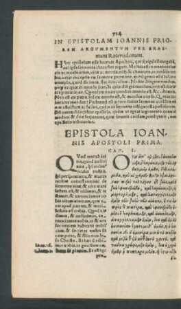 In Epistolam Ioannis Priorem Argumentum ...