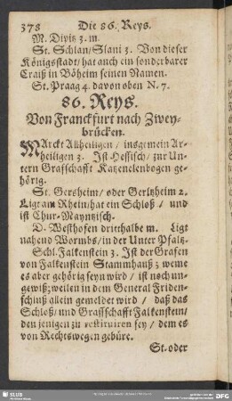 86. Reys. Von Franckfurt nach Zweybrücken