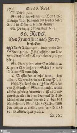 86. Reys. Von Franckfurt nach Zweybrücken