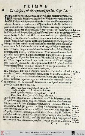 Cap. IX.: De Palaestra, & alijs Gymnasij partibus