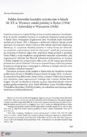 11: Polsko-łotewskie kontakty artystyczne w latach 30. XX w. Wystawy sztuki polskiej w rydze (1934) i łotewskiej w Warszawie (1936)