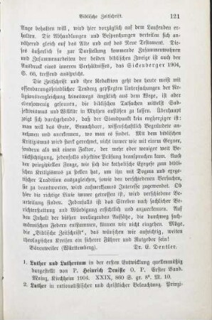 121-125 [Rezension] Denifle, Heinrich, Luther und Luthertum in der ersten Entwickelung
