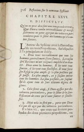 Chapitre XXVI. V. Difficulte. Qu'on ne peut dire sans une tres grande erreur [...]