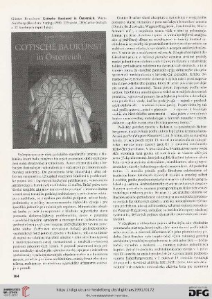 [Rezension von: Günter Brucher, Gotische Baukunst in Österreich]