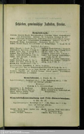 Behördenverzeichnis : Behörden, gemeinnützige Anstalten, Vereine