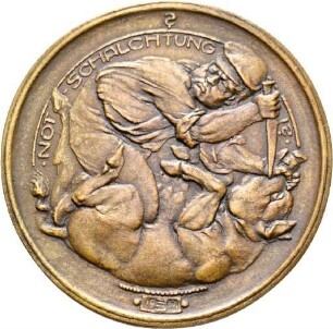 Medaille von Walter Eberbach auf Schwarzschlachtungen im Ersten Weltkrieg, 1917