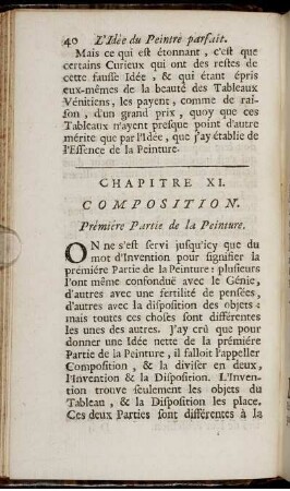 Chapitre XI. Composition. Prémiére Partie de la Peinture