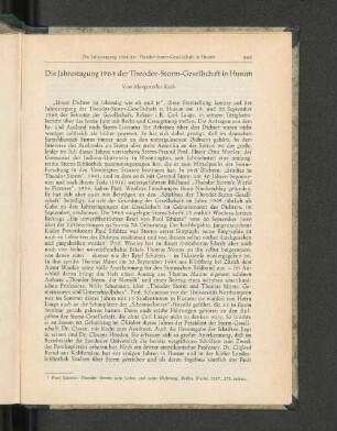 Die Jahrestagung 1964 der Theodor-Storm-Gesellschaft in Husum.