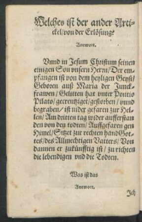Welches ist der ander Artickel/ von der Erlösung?