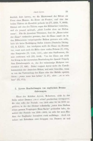 2. Ayrers Bearbeitungen von englischen Dramatisierungen.