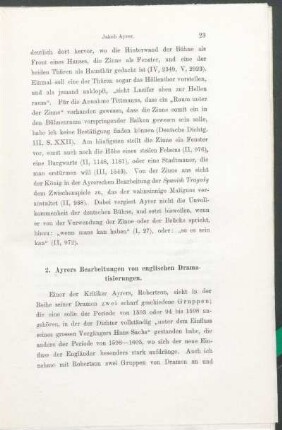 2. Ayrers Bearbeitungen von englischen Dramatisierungen.