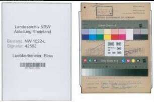 Entnazifizierung Elisa Luebbertsmeier , geb. 17.03.1899 ()