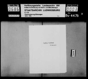 Kirchen- u. Schulsachen, OA Ellwangen