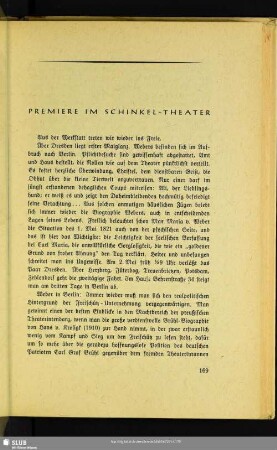 Premiere Im Schinkel-Theater