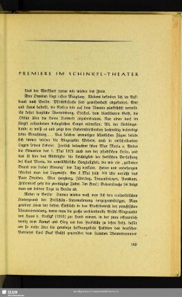 Premiere Im Schinkel-Theater