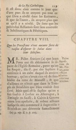 Chapitre VIII. Que les Protestans n'ont aucune forte de raison d'esperer le Salut dans leur Schisme.