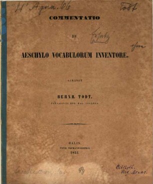 Commentatio de Aeochylo vocabulorum inventore