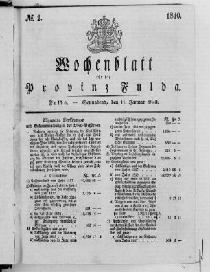 Nr. 2, Ausgabe vom 11. Januar 1840