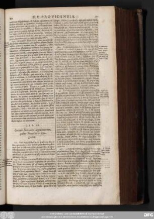 Cap. XI. Continet solutionem argumentorum, quibus Providentia oppugnatur.
