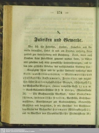 8. Fabriken und Gewerbe
