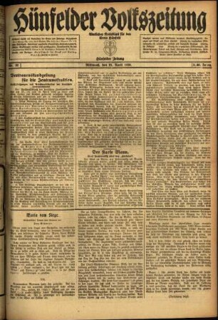 Ausgabe vom Mittwoch, den 21. April 1920.